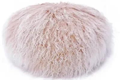 Ruby 16 Inch Genuine Tibetan Lamb Fur Round Pillow