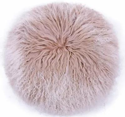 Ruby 16 Inch Genuine Tibetan Lamb Fur Round Pillow