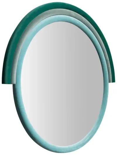 Lally Aqua Velvet Round Wall Mirror