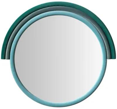 Lally Aqua Velvet Round Wall Mirror