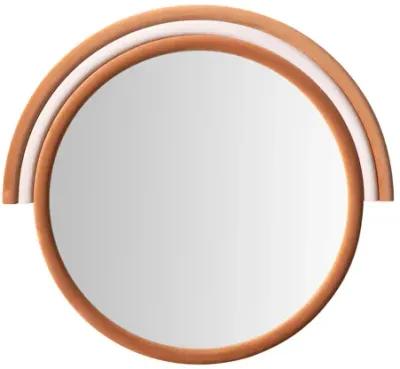 Lally Terracotta Velvet Round Wall Mirror