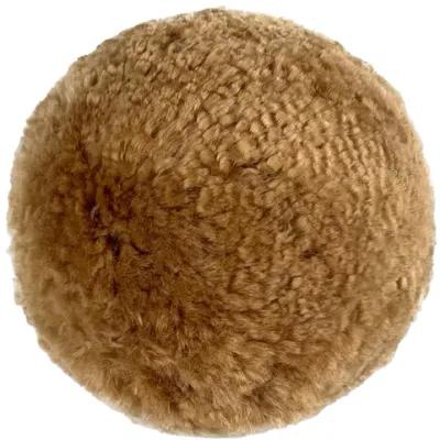 New Zealand Brown Genuine Sheepskin 12" Ball Pillow