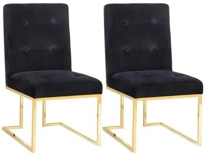 Akiko Black Velvet Chair - Set of 2