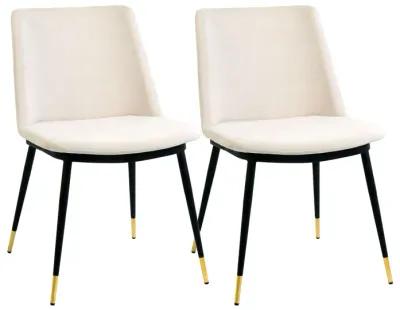 Evora Cream Velvet Chair - Gold Legs (Set of 2)