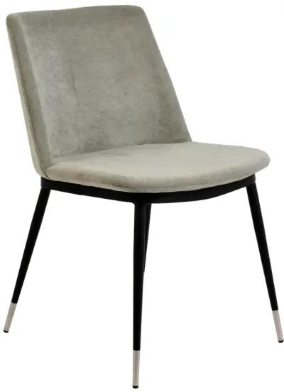 Evora Grey Velvet Chair - Silver Legs (Set of 2)