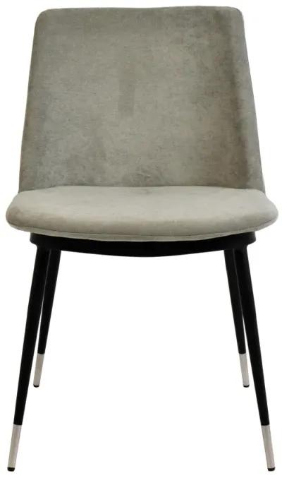 Evora Grey Velvet Chair - Silver Legs (Set of 2)