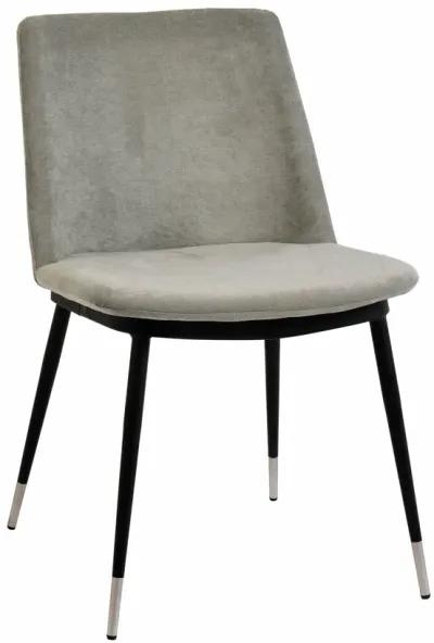 Evora Grey Velvet Chair - Silver Legs (Set of 2)