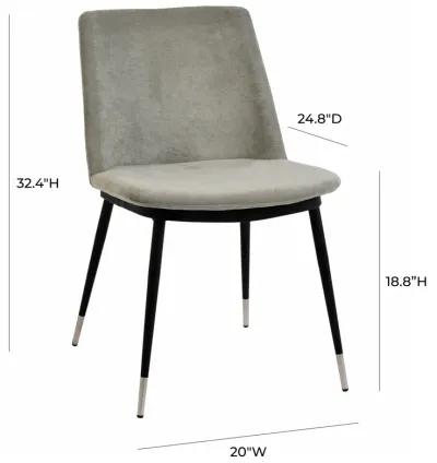 Evora Grey Velvet Chair - Silver Legs (Set of 2)