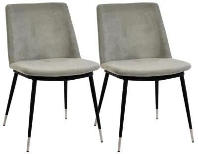 Evora Grey Velvet Chair - Silver Legs (Set of 2)