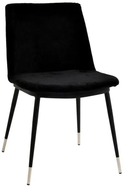 Evora Black Velvet Chair - Silver Legs (Set of 2)