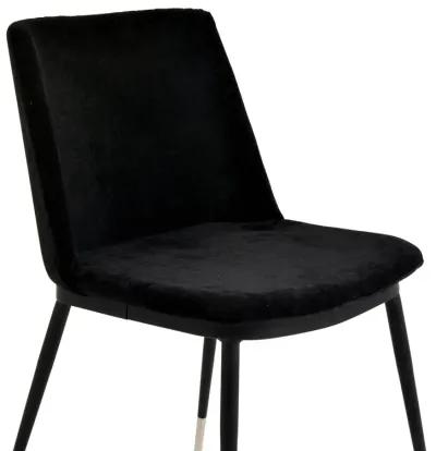 Evora Black Velvet Chair - Silver Legs (Set of 2)