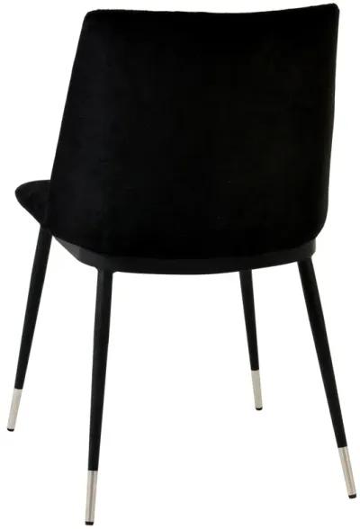 Evora Black Velvet Chair - Silver Legs (Set of 2)