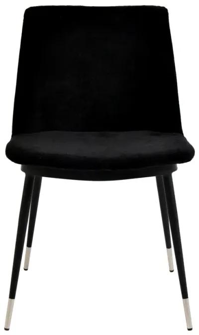 Evora Black Velvet Chair - Silver Legs (Set of 2)