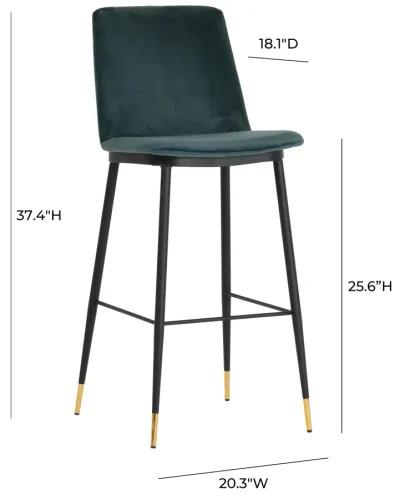 Evora Green Velvet Counter Stool (Set of 2)