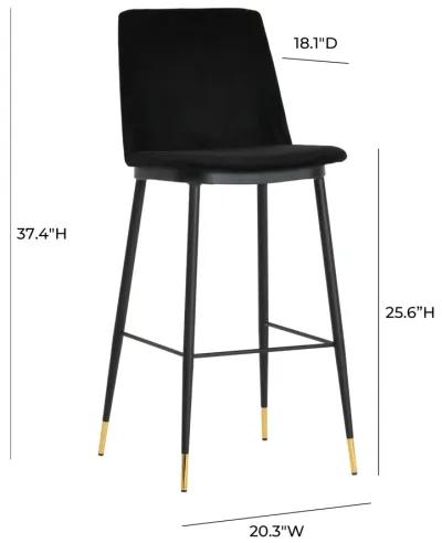 Evora Black Velvet Counter Stool (Set of 2)