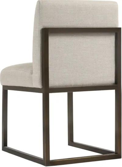 Haute Beige Linen Chair in Brass