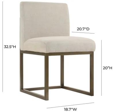 Haute Beige Linen Chair in Brass