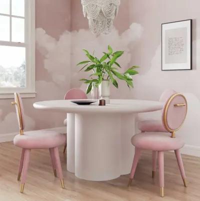 Elika White Faux Plaster Round Dining Table