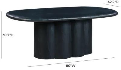 Elika Black Faux Plaster Oval Dining Table