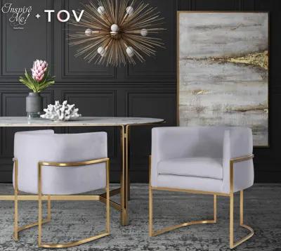 Giselle Grey Velvet Dining Chair with Gold Leg