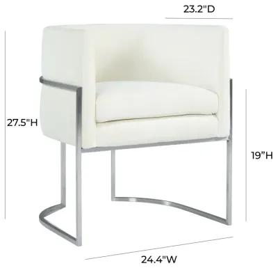 Giselle Cream Velvet Dining Chair Silver Leg