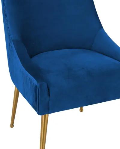 Beatrix Pleated Navy Velvet Side Chair