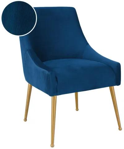 Beatrix Pleated Navy Velvet Side Chair