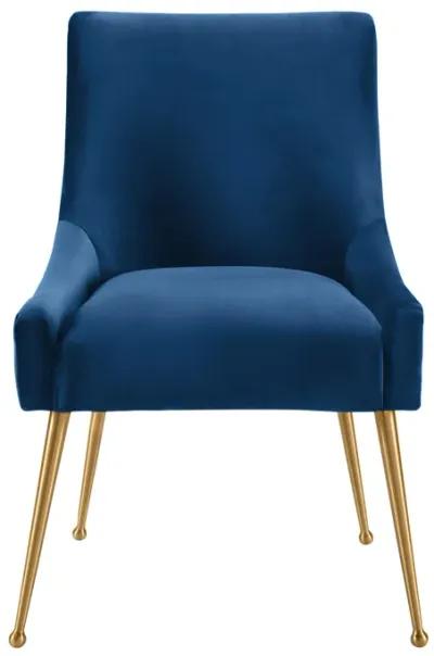 Beatrix Pleated Navy Velvet Side Chair