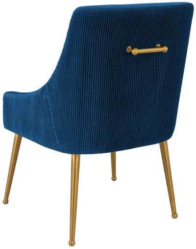 Beatrix Pleated Navy Velvet Side Chair