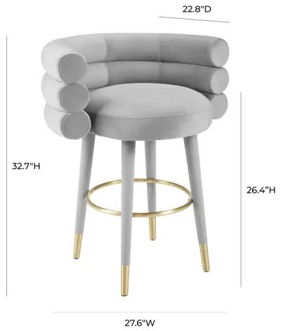 Betty Grey Velvet Counter Stool