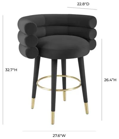 Betty Black Velvet Counter Stool