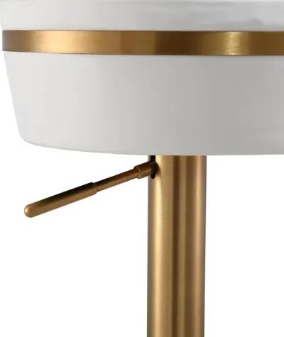 Astro White Performance Vegan Leather and Gold Adjustable Stool