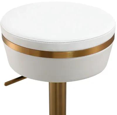 Astro White Performance Vegan Leather and Gold Adjustable Stool