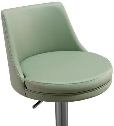 Reagan Sea Foam Green Performance Vegan Leather and Silver Adjustable Stool