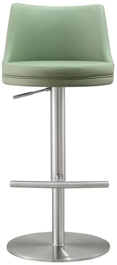 Reagan Sea Foam Green Performance Vegan Leather and Silver Adjustable Stool