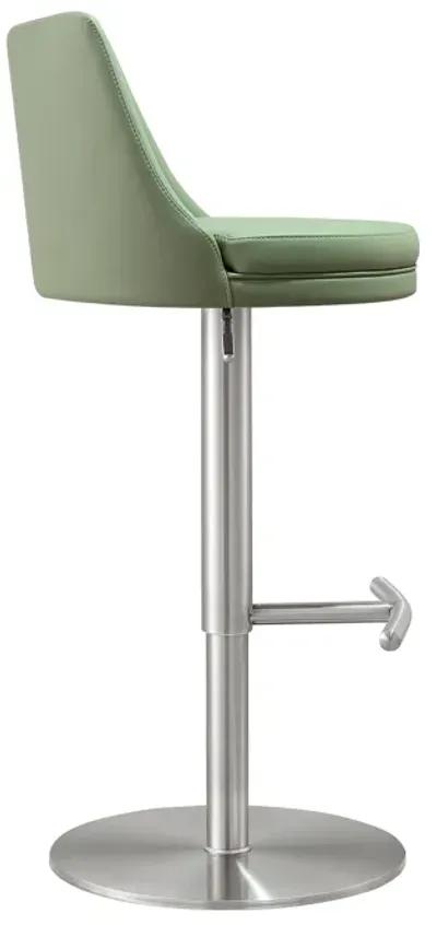 Reagan Sea Foam Green Performance Vegan Leather and Silver Adjustable Stool