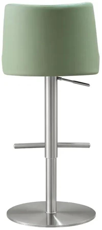 Reagan Sea Foam Green Performance Vegan Leather and Silver Adjustable Stool