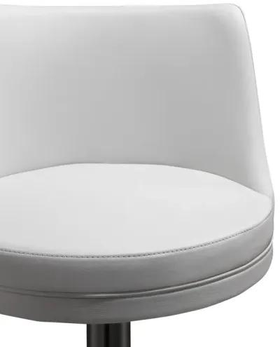 Reagan White Performance Vegan Leather and Silver Adjustable Stool