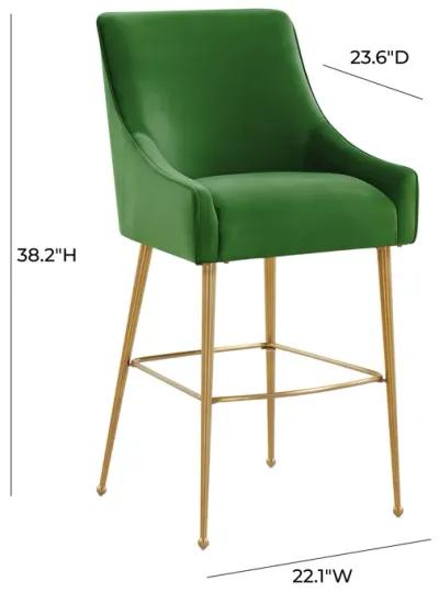 Beatrix Green Velvet Counter Stool - Gold Legs