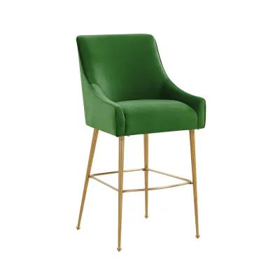 Beatrix Green Velvet Counter Stool - Gold Legs