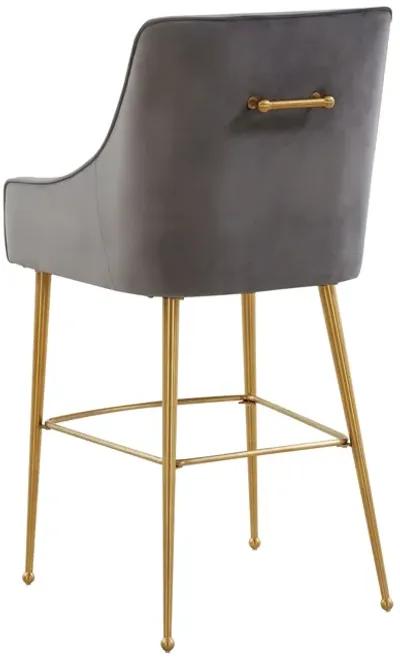 Beatrix Dark Grey Velvet Counter Stool - Gold Legs