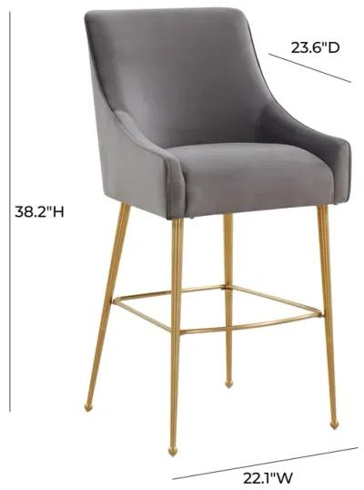 Beatrix Dark Grey Velvet Counter Stool - Gold Legs