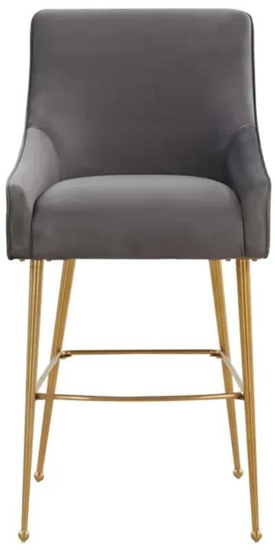 Beatrix Dark Grey Velvet Counter Stool - Gold Legs