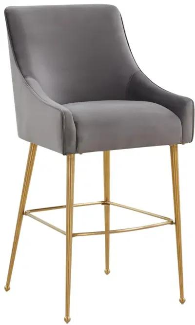 Beatrix Dark Grey Velvet Counter Stool - Gold Legs