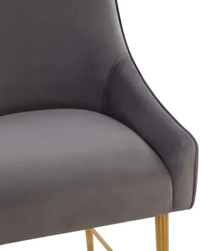 Beatrix Dark Grey Velvet Bar Stool - Gold Legs