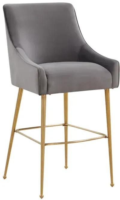 Beatrix Dark Grey Velvet Bar Stool - Gold Legs