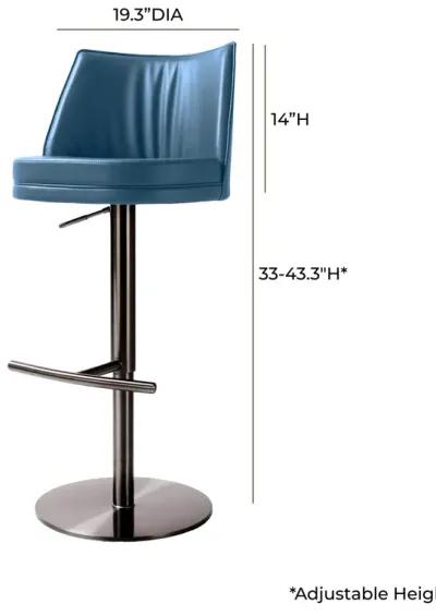 Gala Blue Performance Vegan Leather on Adjustable Stool