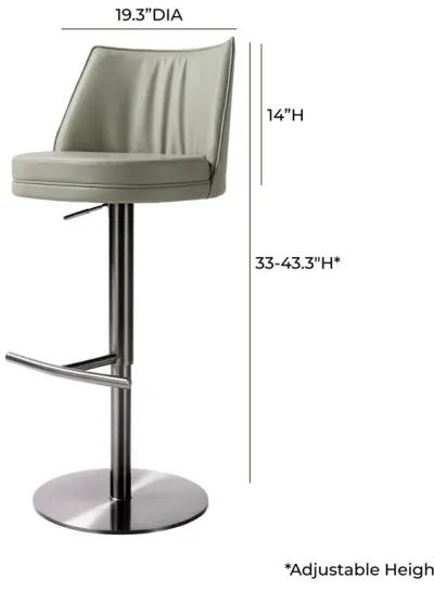 Gala Light Grey Performance Vegan Leather on Black Adjustable Stool