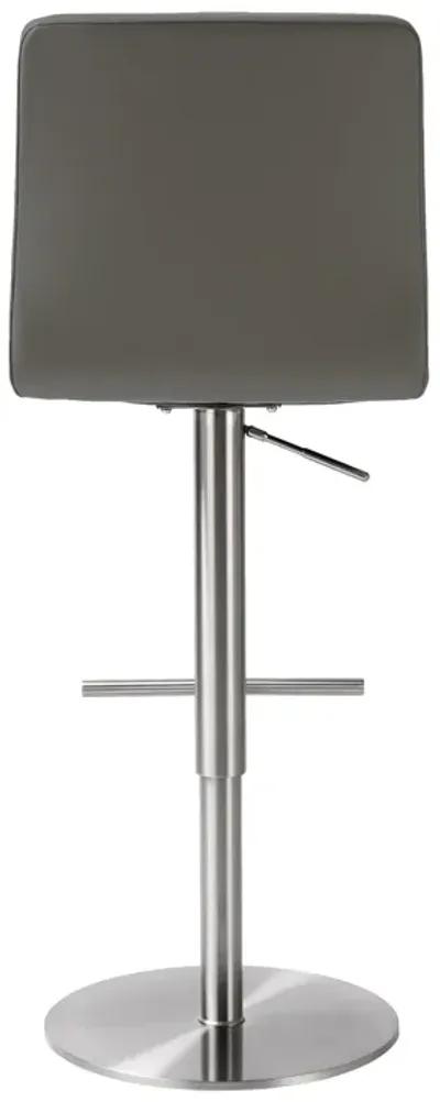 Paddy Dark Grey Performance Vegan Leather on Silver Adjustable Stool