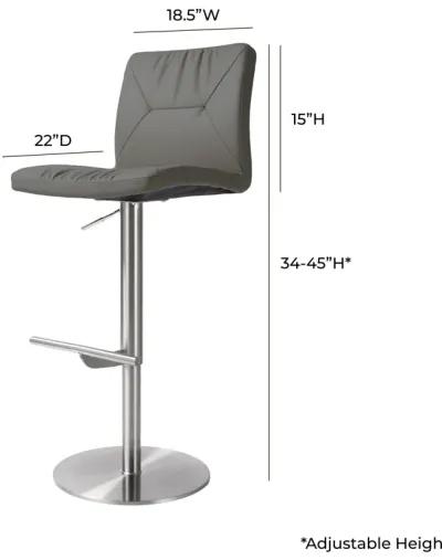 Paddy Dark Grey Performance Vegan Leather on Silver Adjustable Stool